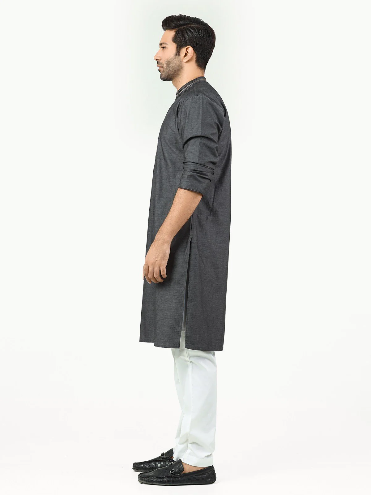 Men's Dark Grey Kurta - EMTK22-99262 - Image 3