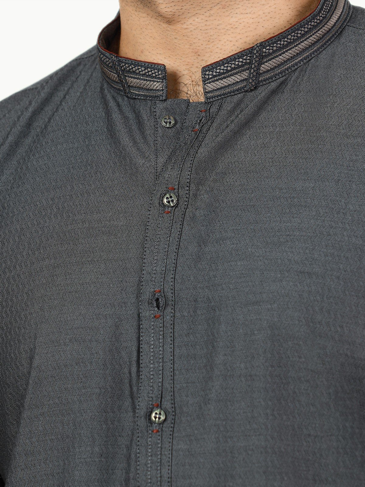 Men's Dark Grey Kurta - EMTK22-99262 - Image 4