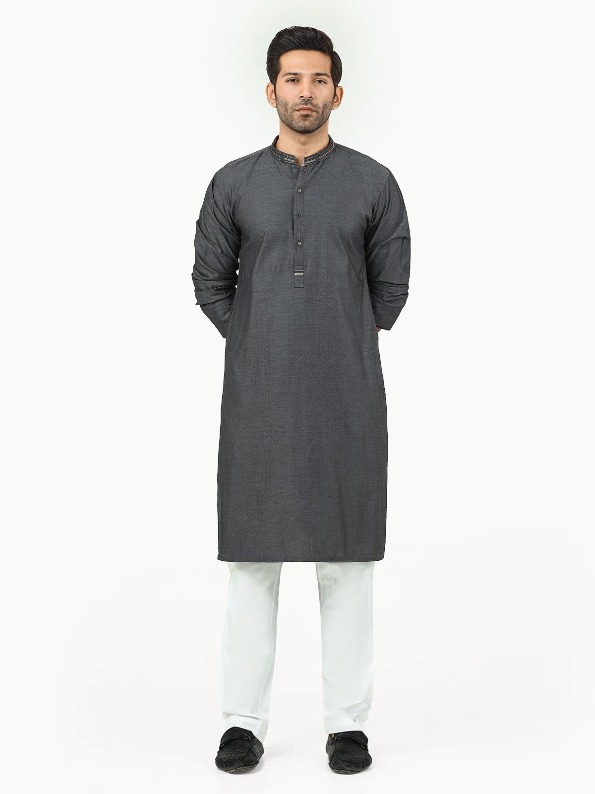 Men's Dark Grey Kurta - EMTK22-99262 - Image 5
