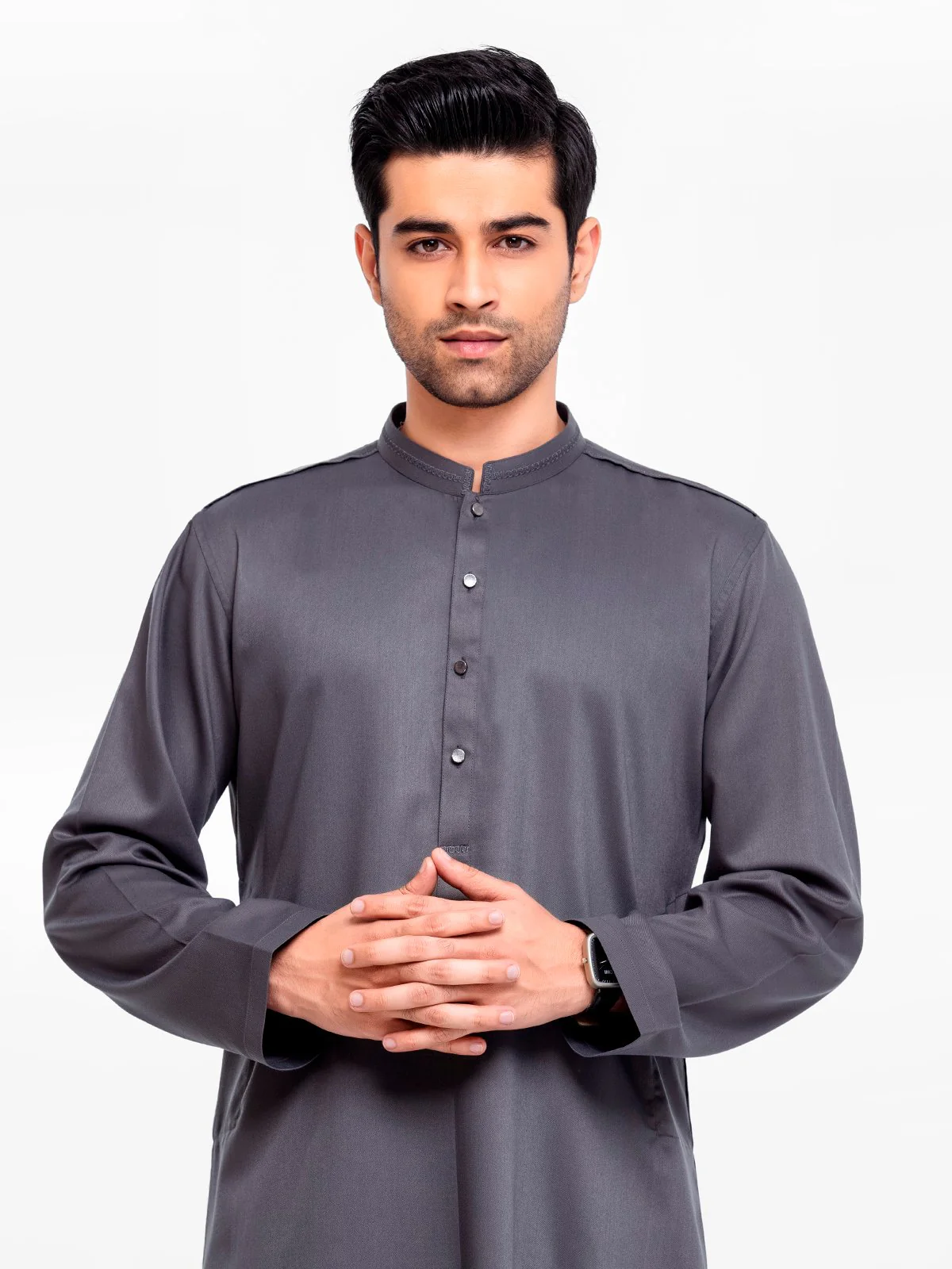 Men's Dark Grey Kurta Pajama - EMTSW23-99389 - Image 2