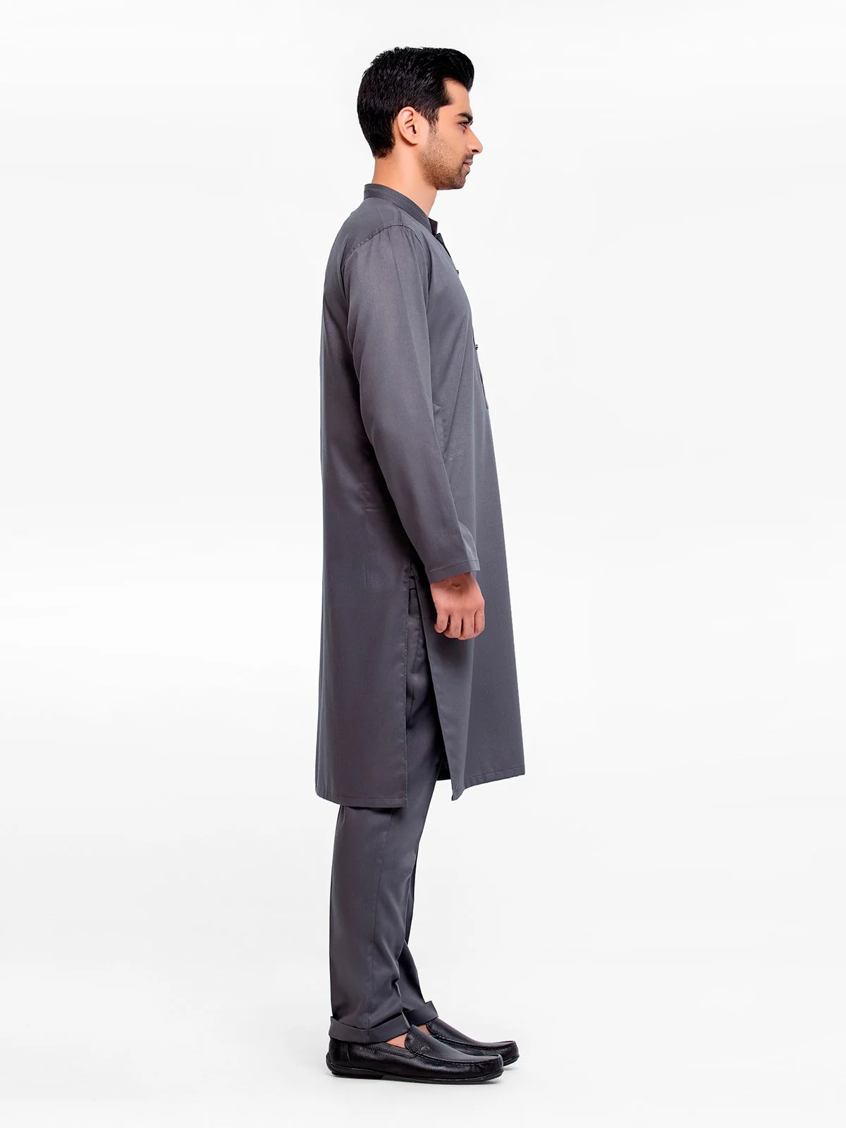 Men's Dark Grey Kurta Pajama - EMTSW23-99389 - Image 3