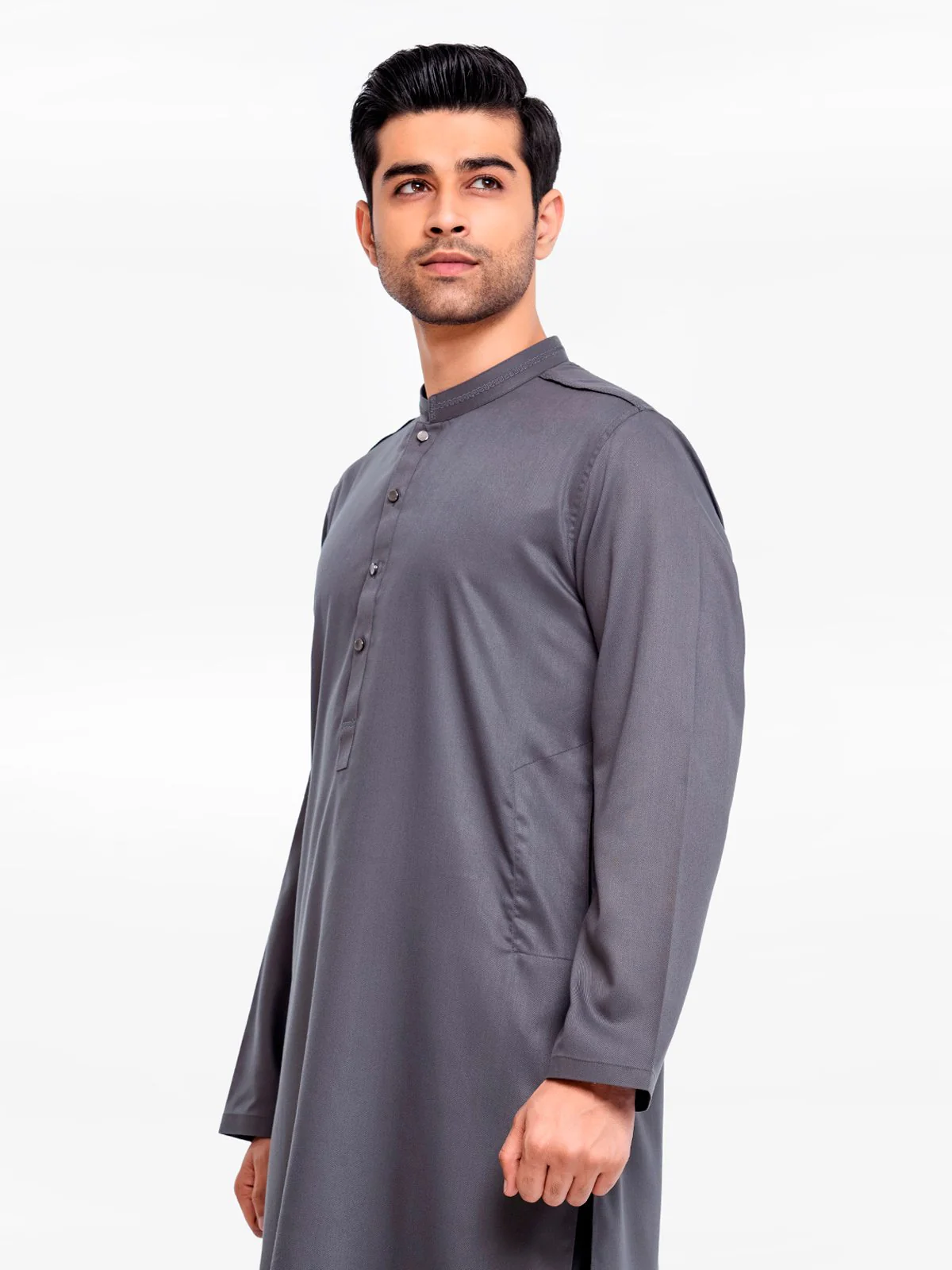 Men's Dark Grey Kurta Pajama - EMTSW23-99389 - Image 4