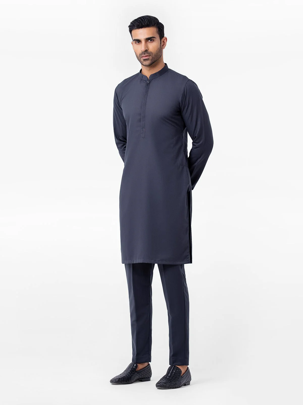 Men's Dark Grey Kurta Pajama - EMTSW23-99401 - Image 3