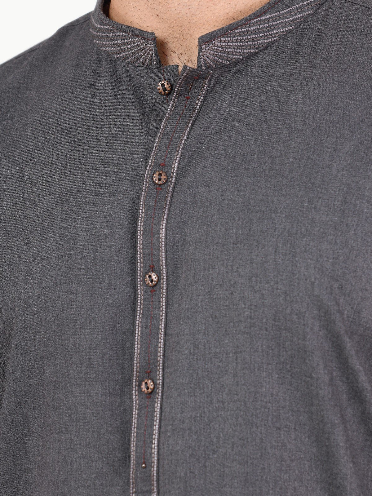 Men's Dark Grey Shalwar Kameez - EMTKS22S-40986 - Image 4