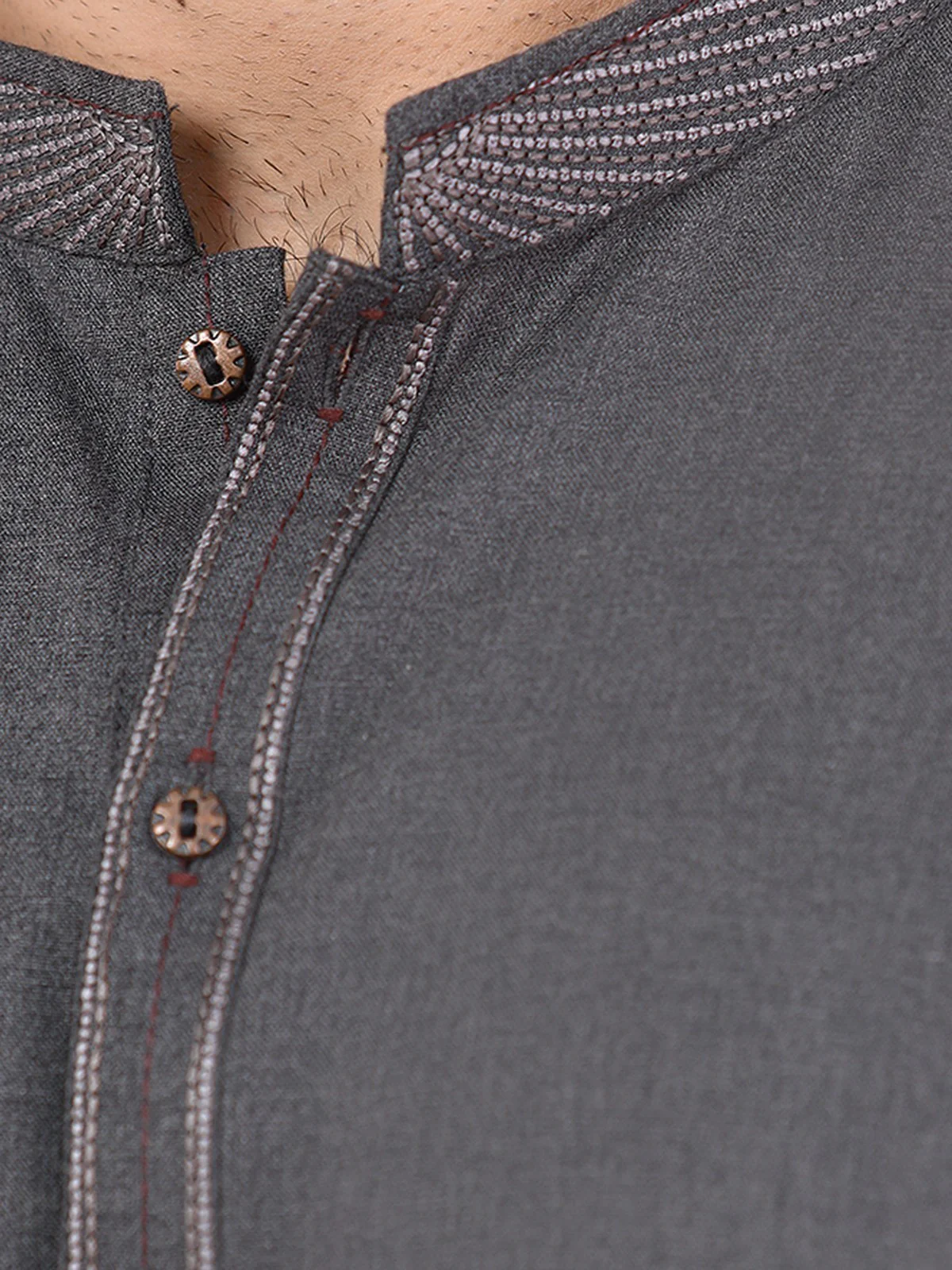 Men's Dark Grey Shalwar Kameez - EMTKS22S-40986 - Image 5