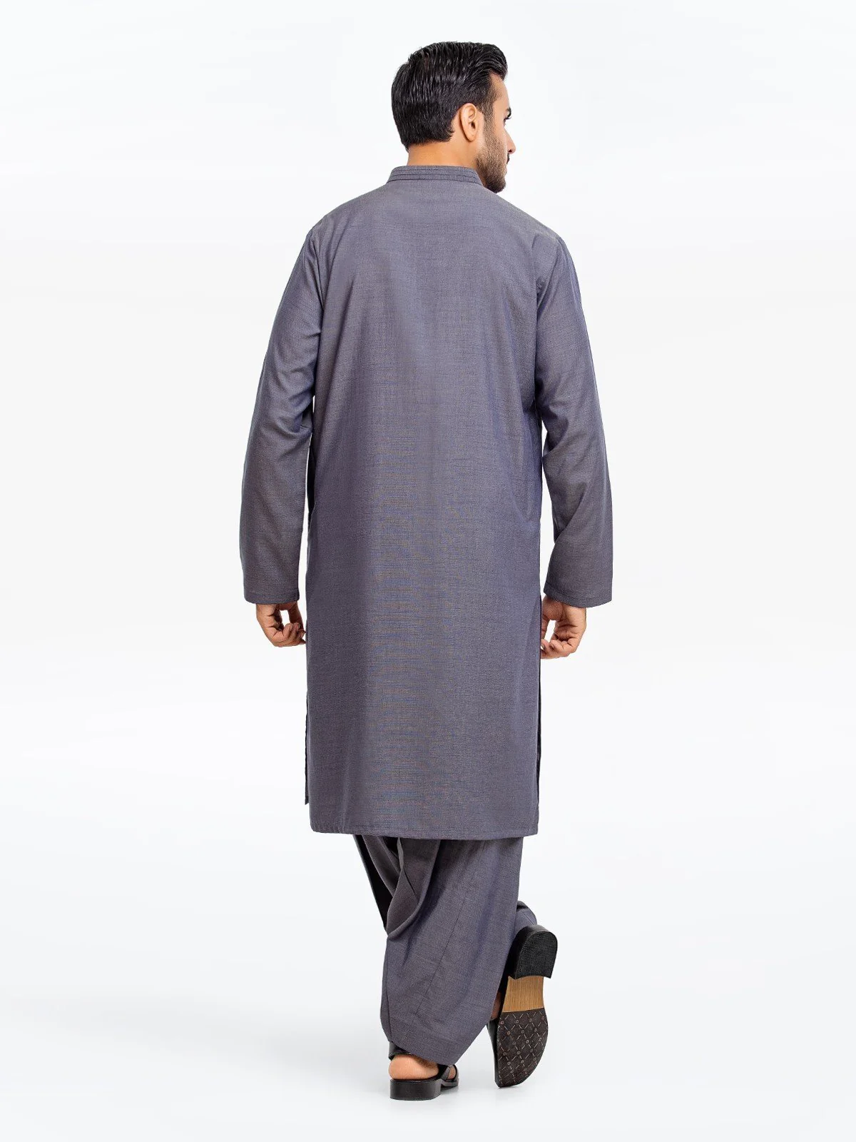 Men's Dark Grey Shalwar Kameez - EMTKS23-41008 - Image 5
