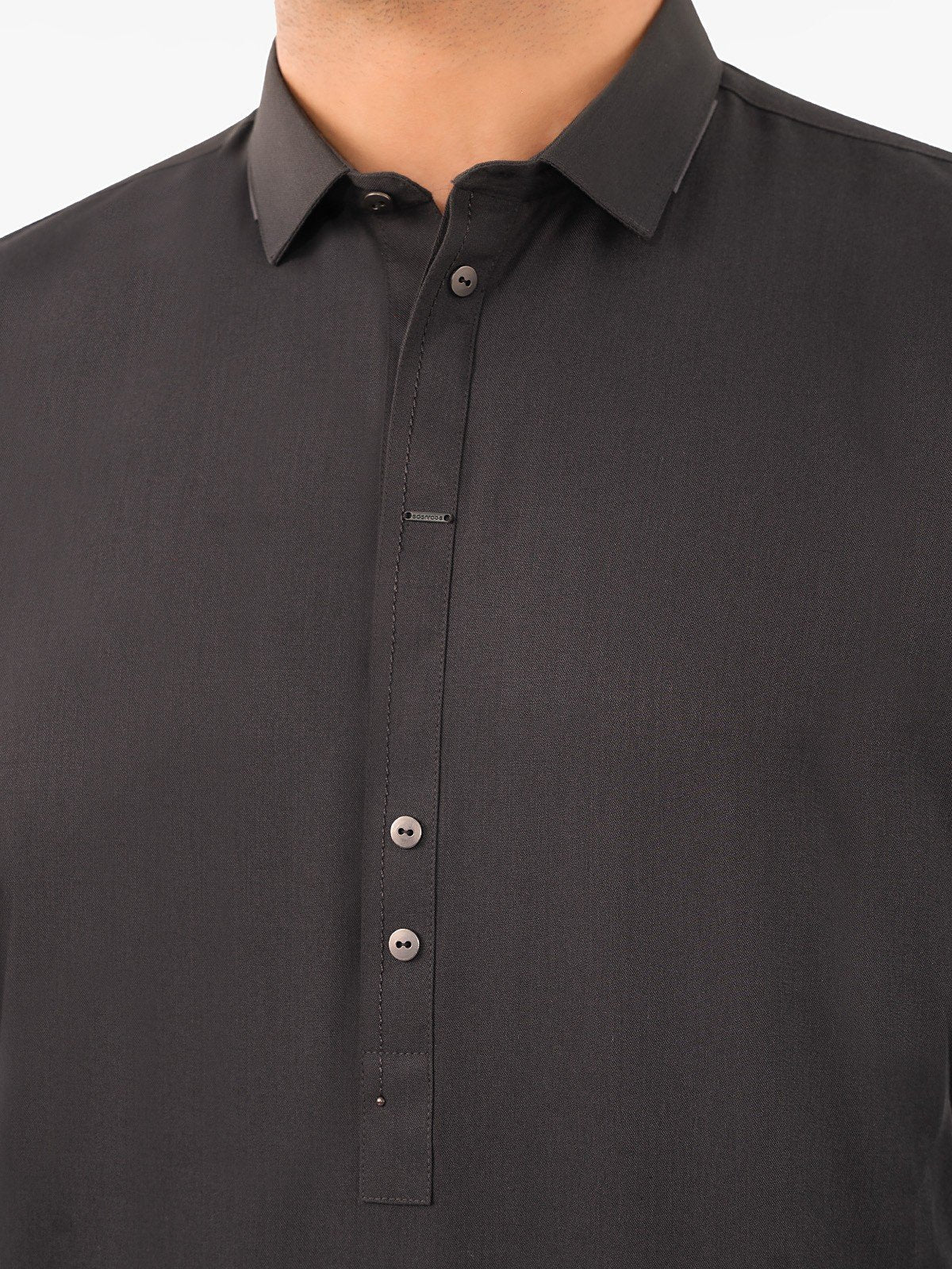 Men's Dark Grey Shalwar Kameez - EMTKS23-41059 - Image 4