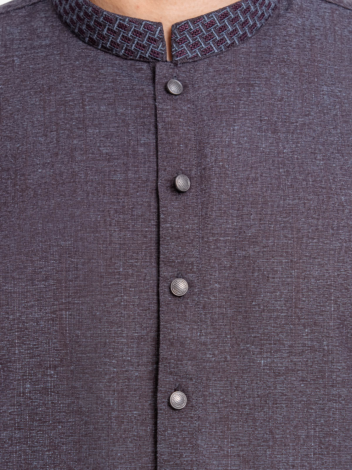 Men's Dark Grey Shalwar Kameez - EMTKS23W-41042 - Image 4