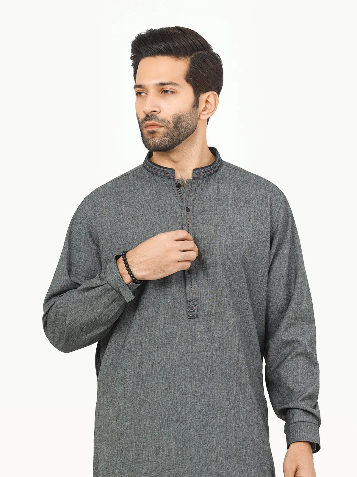 Men's Dark Grey Shalwar Kameez - EMTSW22-99265 - Image 2