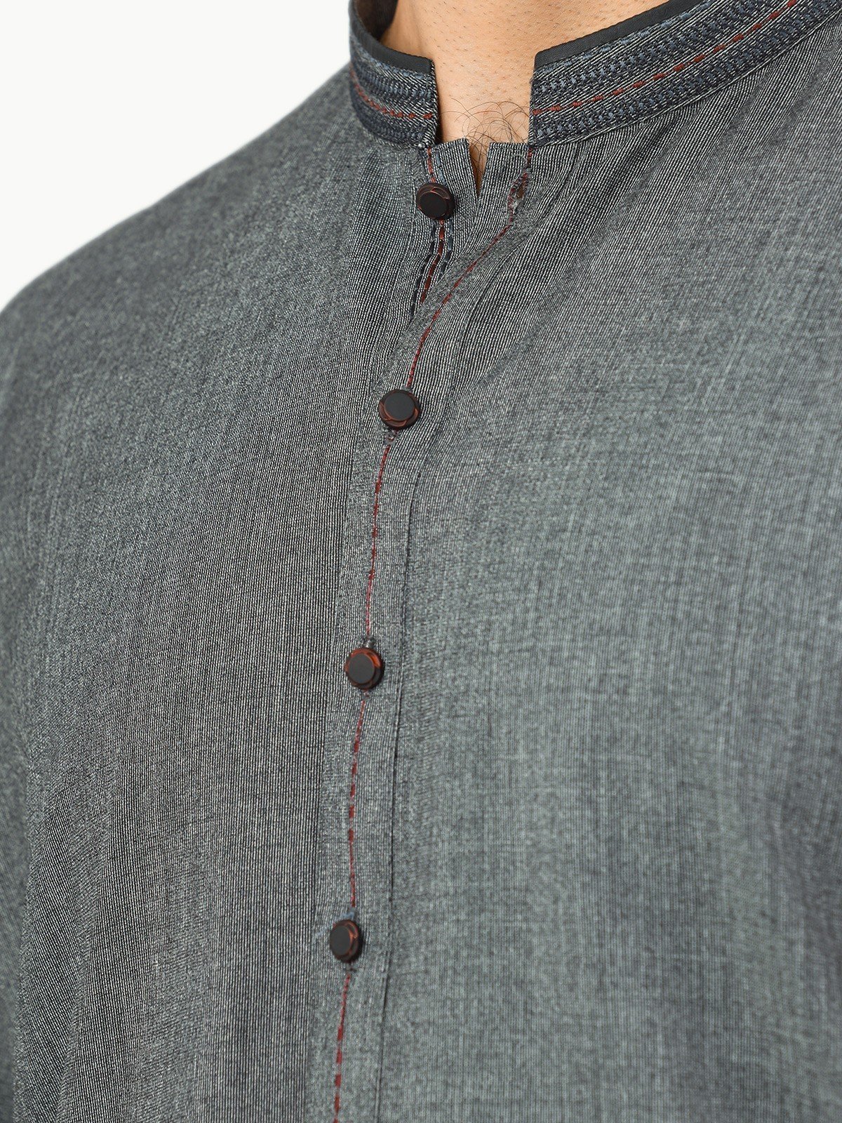 Men's Dark Grey Shalwar Kameez - EMTSW22-99265 - Image 5