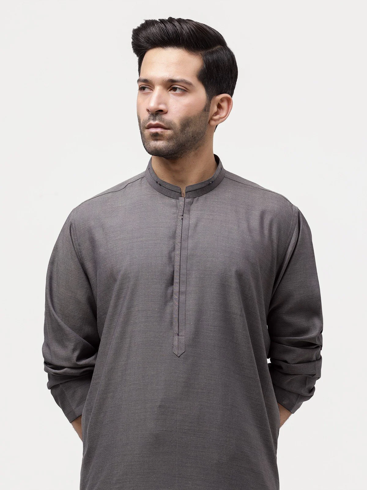 Men's Dark Grey Shalwar Kameez - EMTSW23-99334 - Image 2
