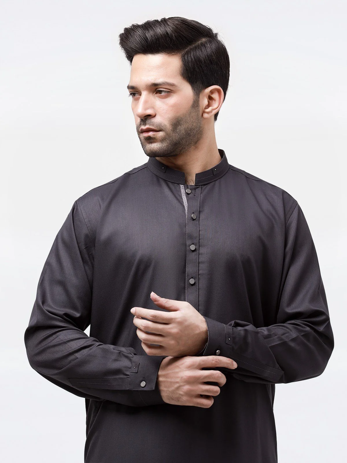 Men's Dark Grey Shalwar Kameez - EMTSW23-99347 - Image 2