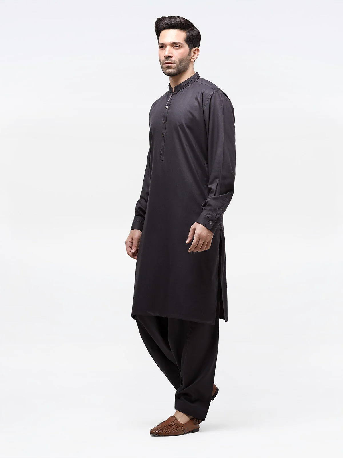 Men's Dark Grey Shalwar Kameez - EMTSW23-99347 - Image 3
