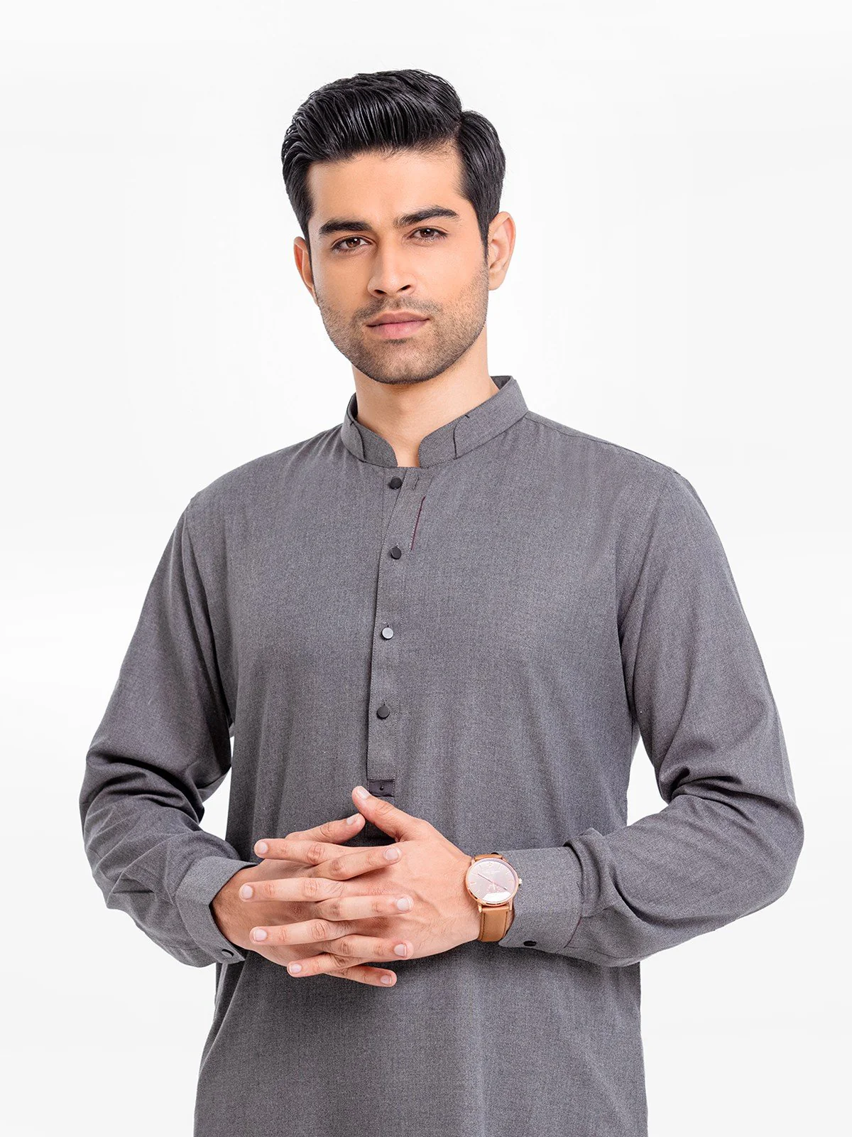 Men's Dark Grey Shalwar Kameez - EMTSW23-99378 - Image 2