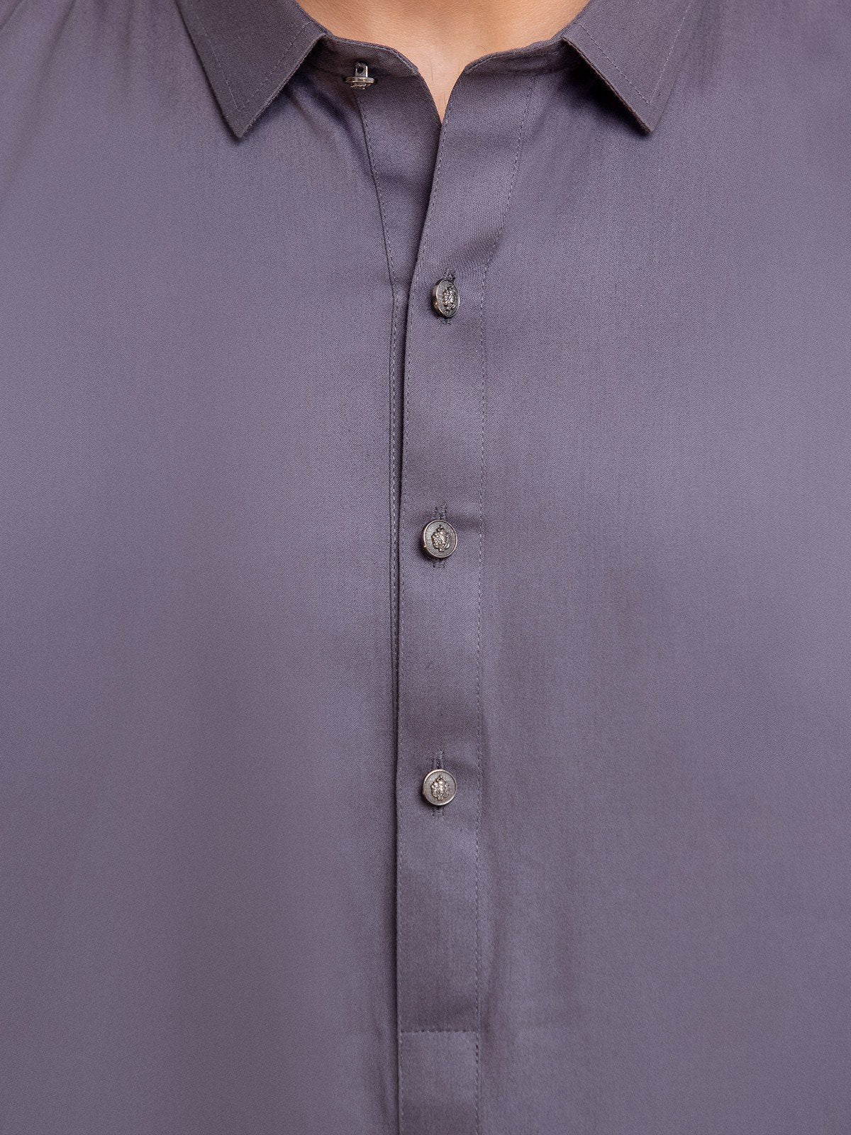 Men's Dark Grey Kurta Pajama- EMTSWP23-99363 - Image 5