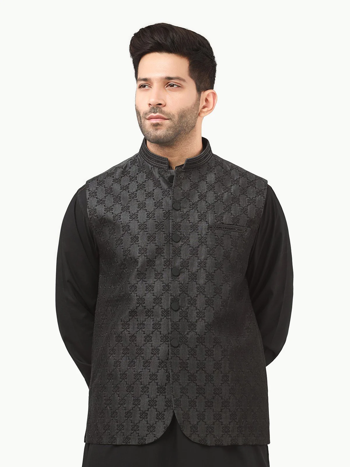 Men's Dark Grey Waist Coat Ceremonial - EMTWCC22-119 - Image 2