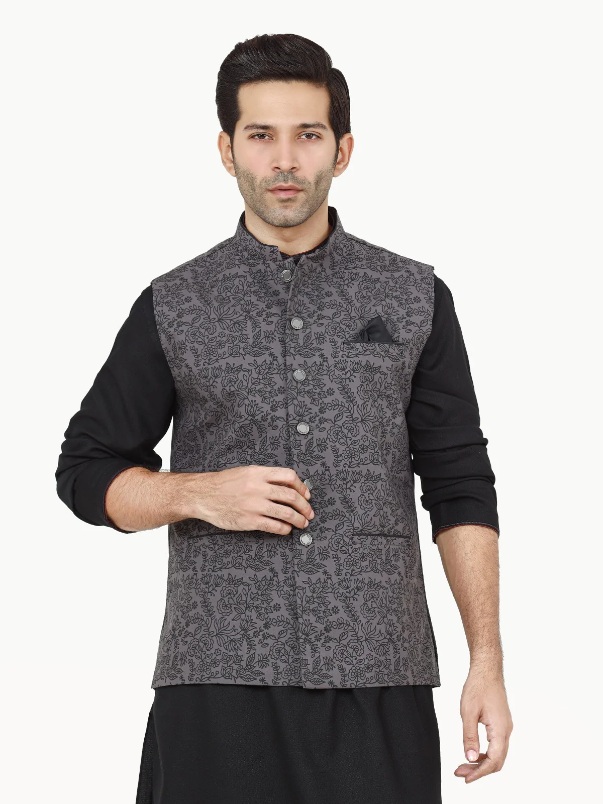 Men's Dark Grey Waist Coat - EMTWC22-35800 - Image 2