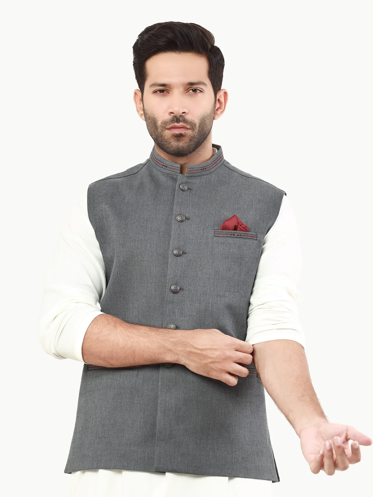 Men's Dark Grey Waist Coat - EMTWC22-35812 - Image 2
