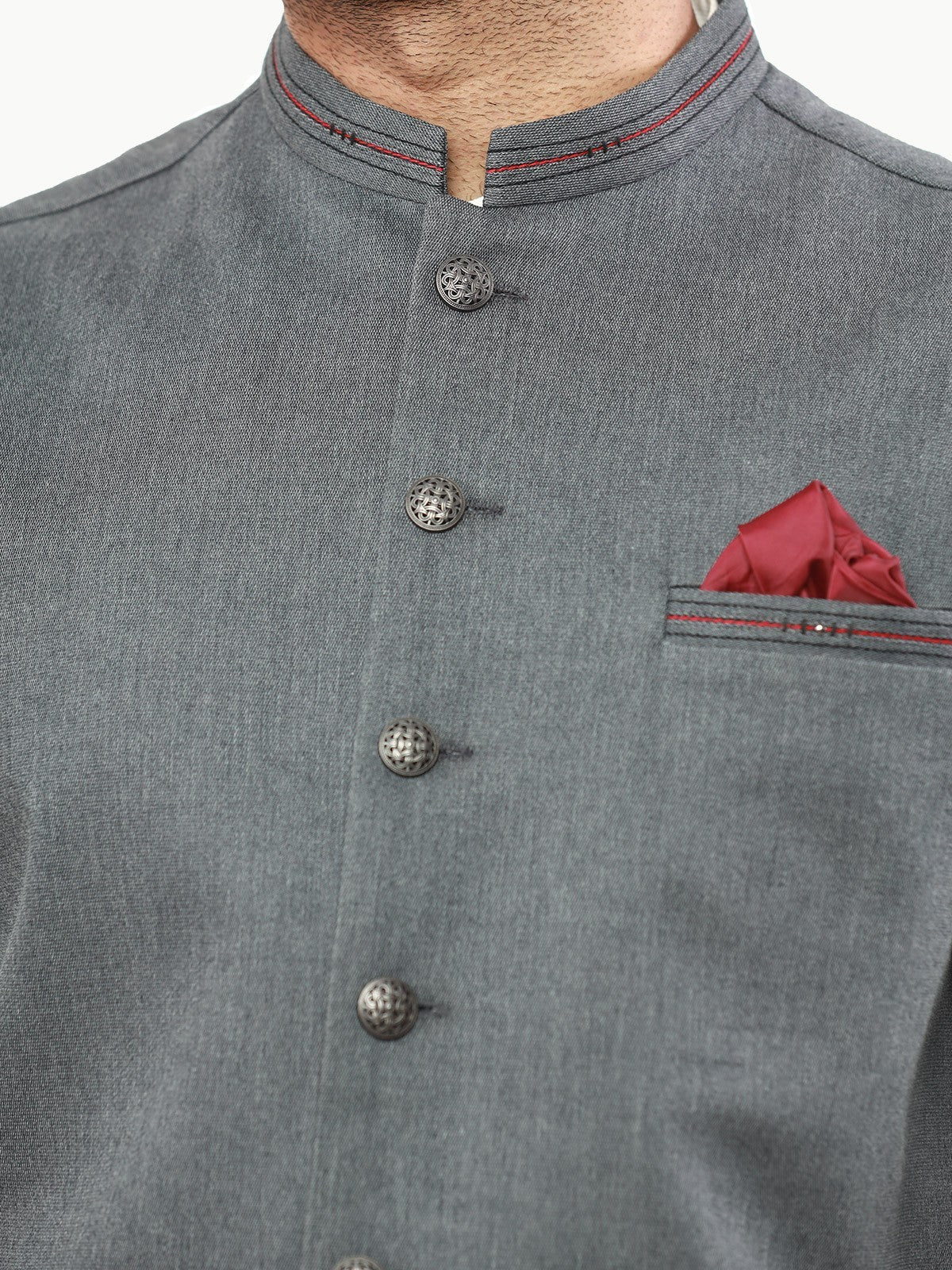 Men's Dark Grey Waist Coat - EMTWC22-35812 - Image 3