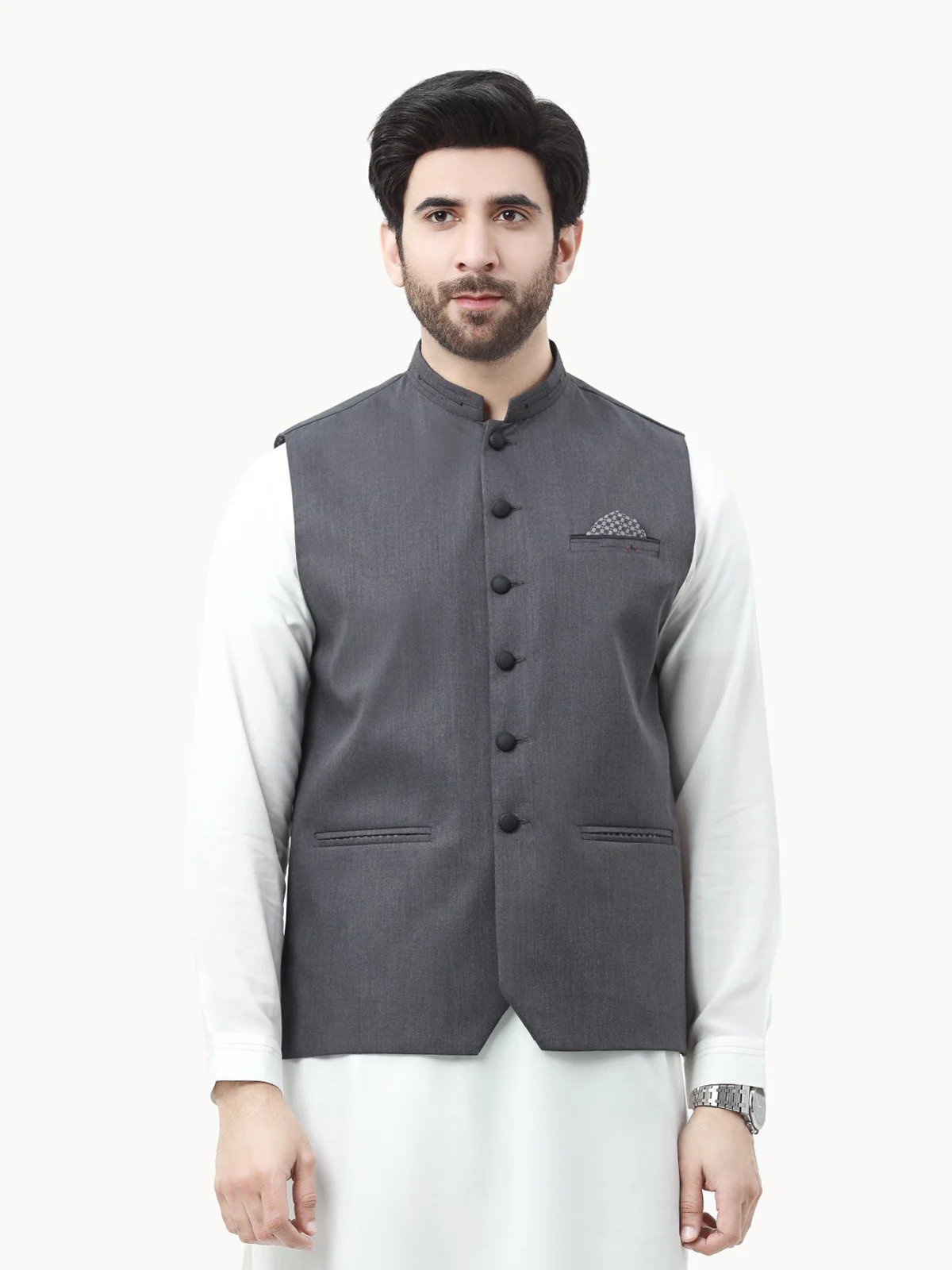 Men's Dark Grey Waist Coat - EMTWC23-35849 - Image 2