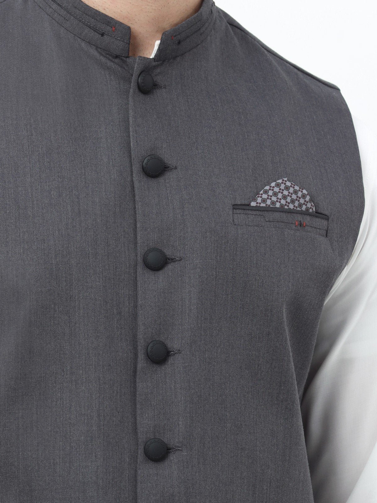 Men's Dark Grey Waist Coat - EMTWC23-35849 - Image 3