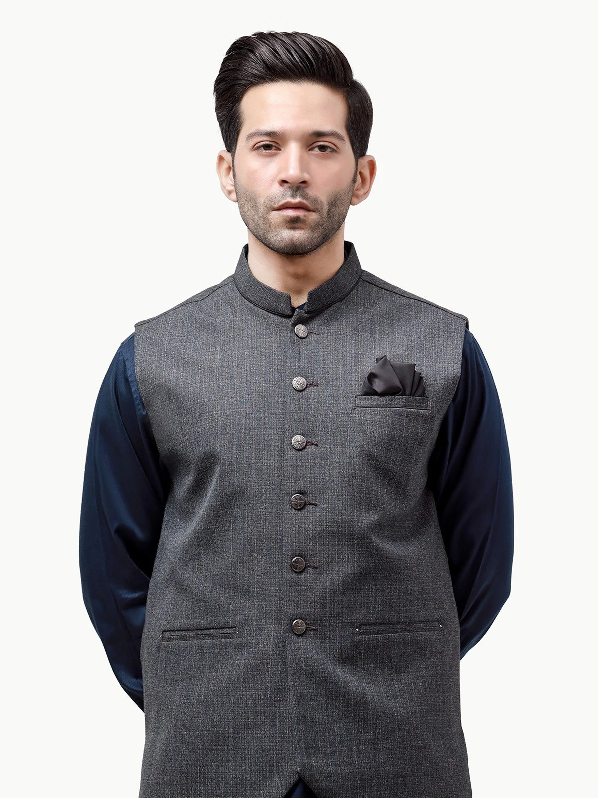 Men's Dark Grey Waist Coat - EMTWC23-35857 - Image 2