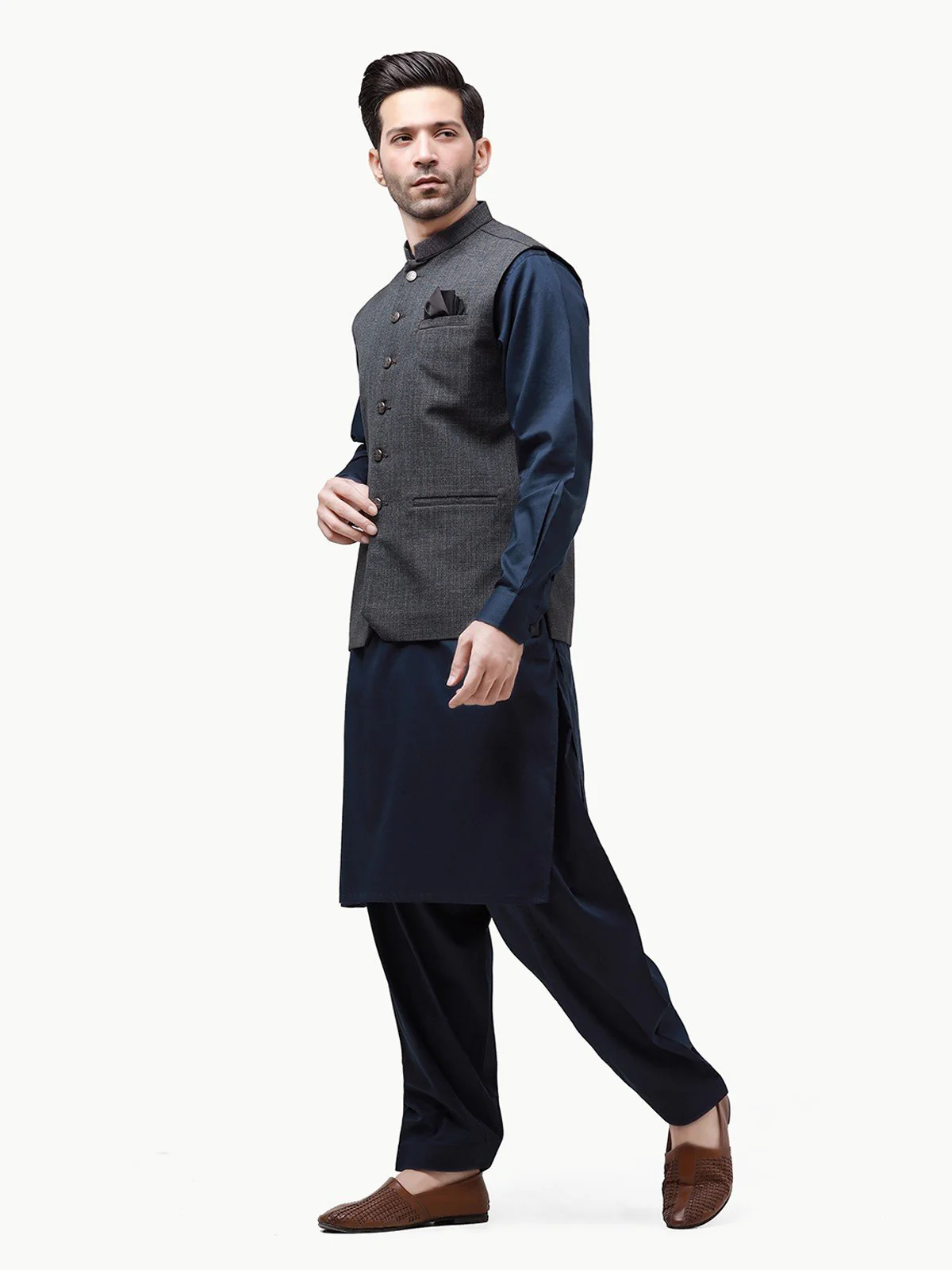Men's Dark Grey Waist Coat - EMTWC23-35857 - Image 3
