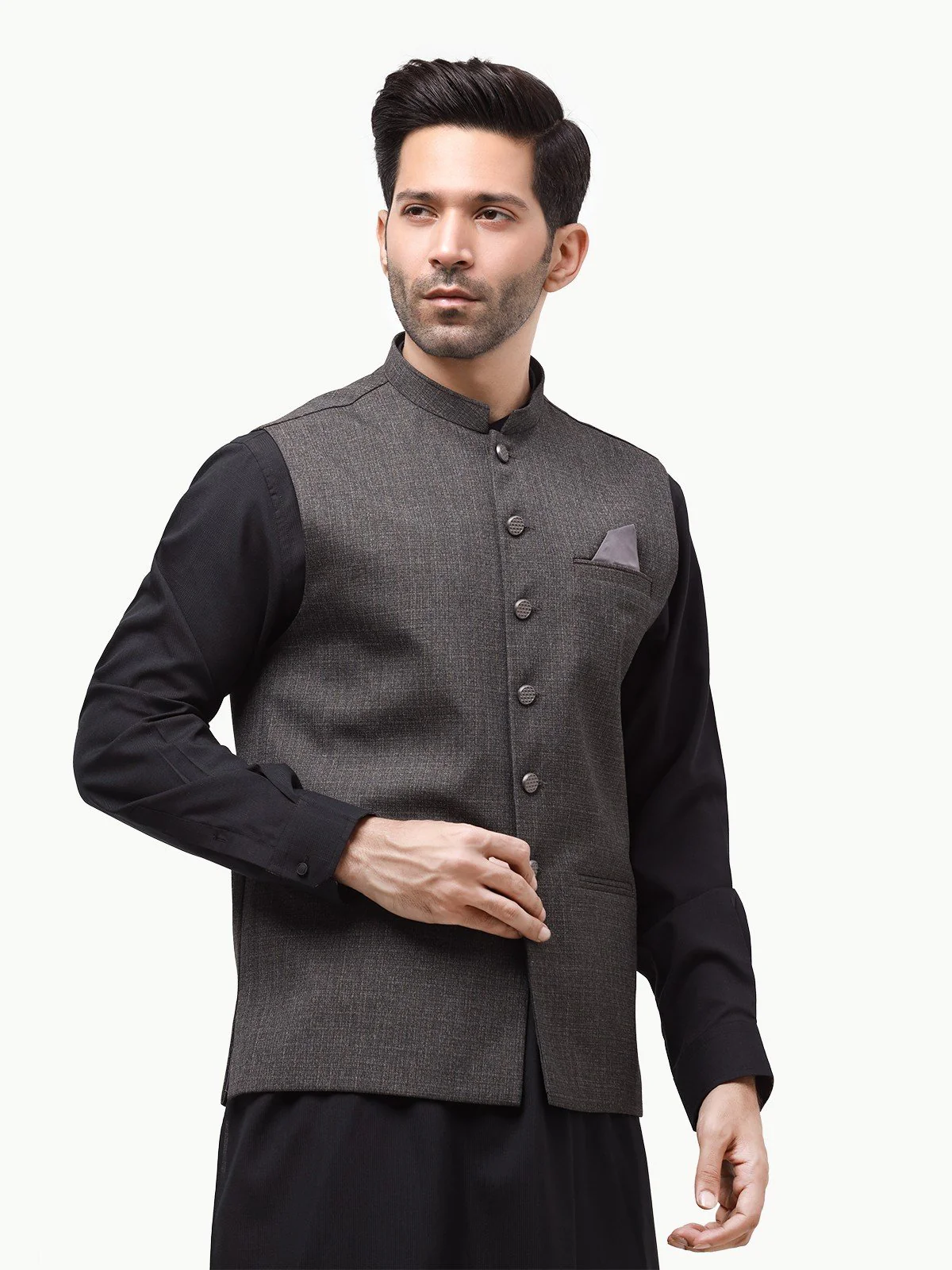 Men's Dark Grey Waist Coat - EMTWC23-35861 - Image 2