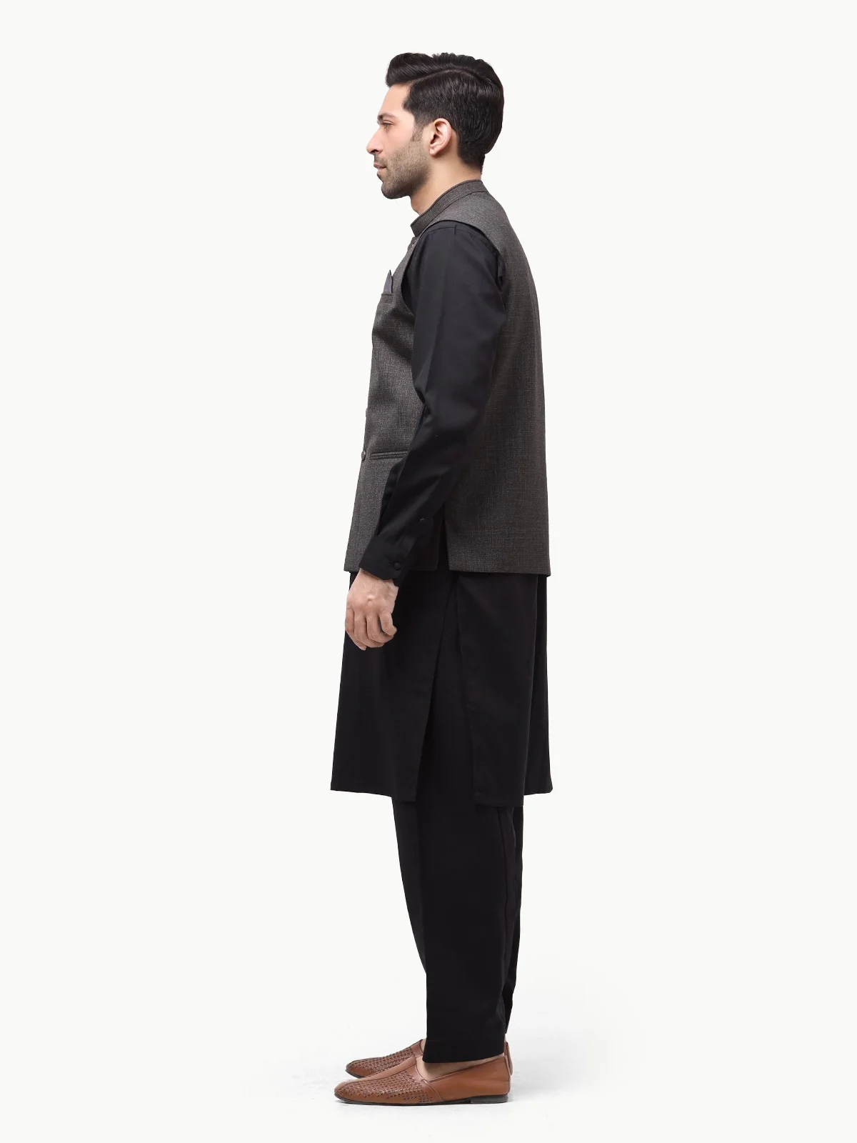 Men's Dark Grey Waist Coat - EMTWC23-35861 - Image 3