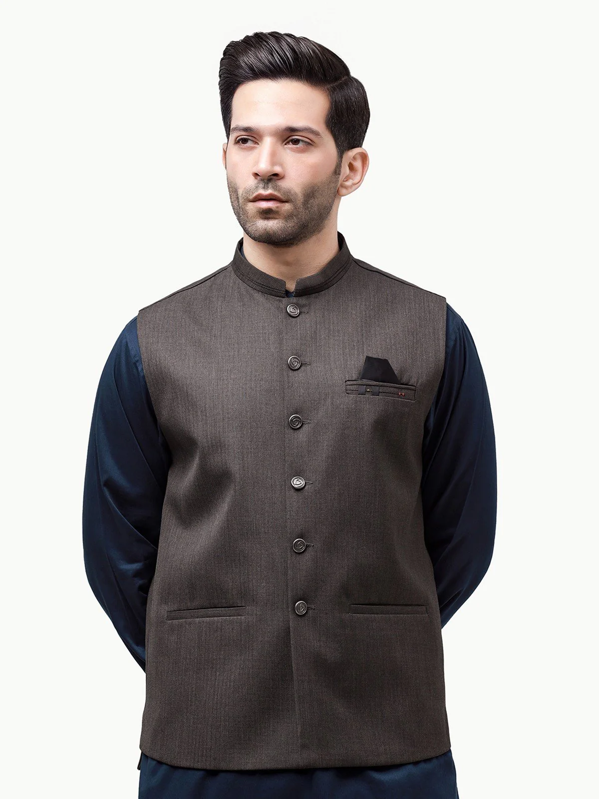 Men's Dark Grey Waist Coat - EMTWC23-35870 - Image 2