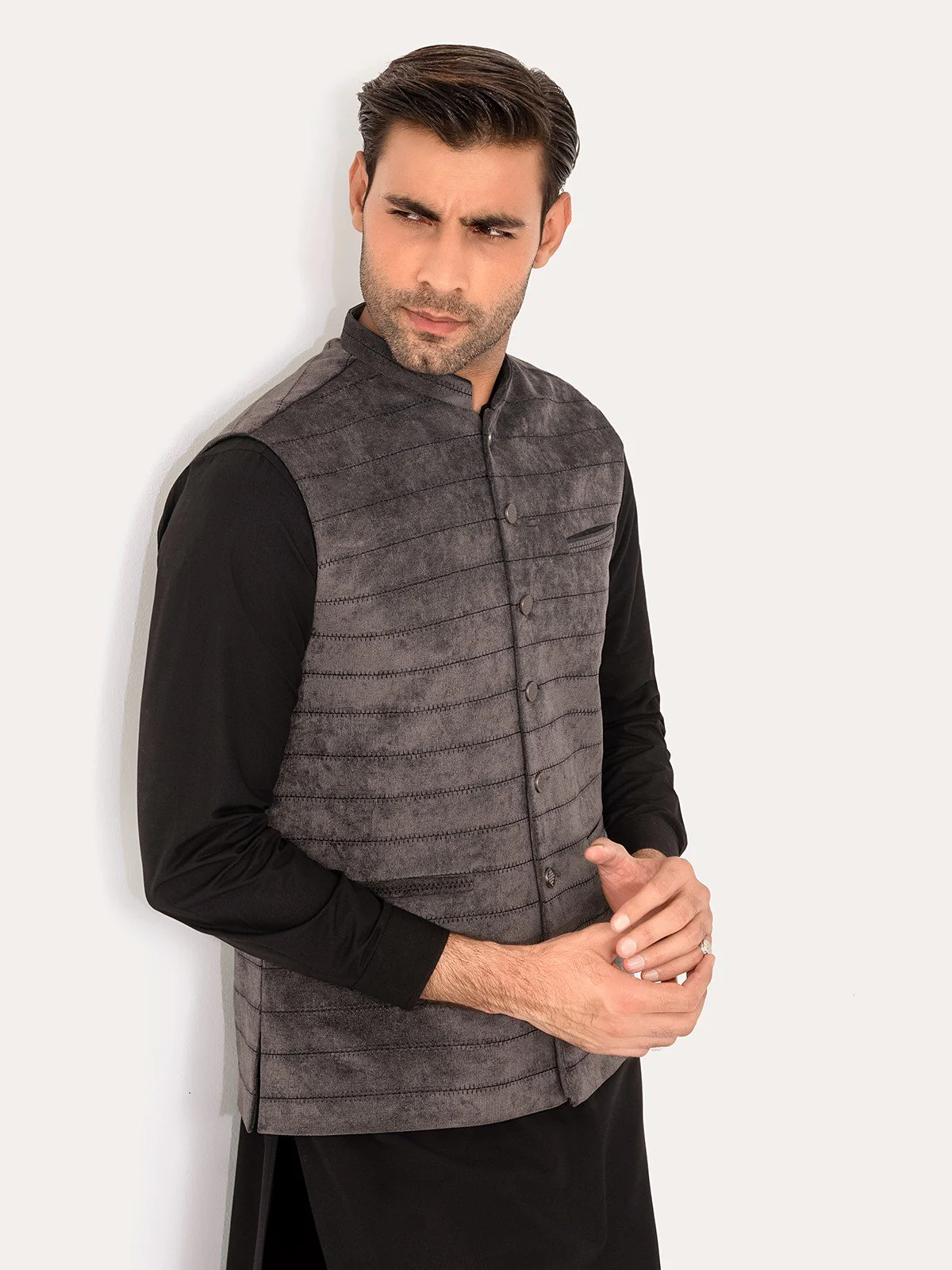 Men's Dark Grey Waist Coat - EMTWC23-35891 - Image 2