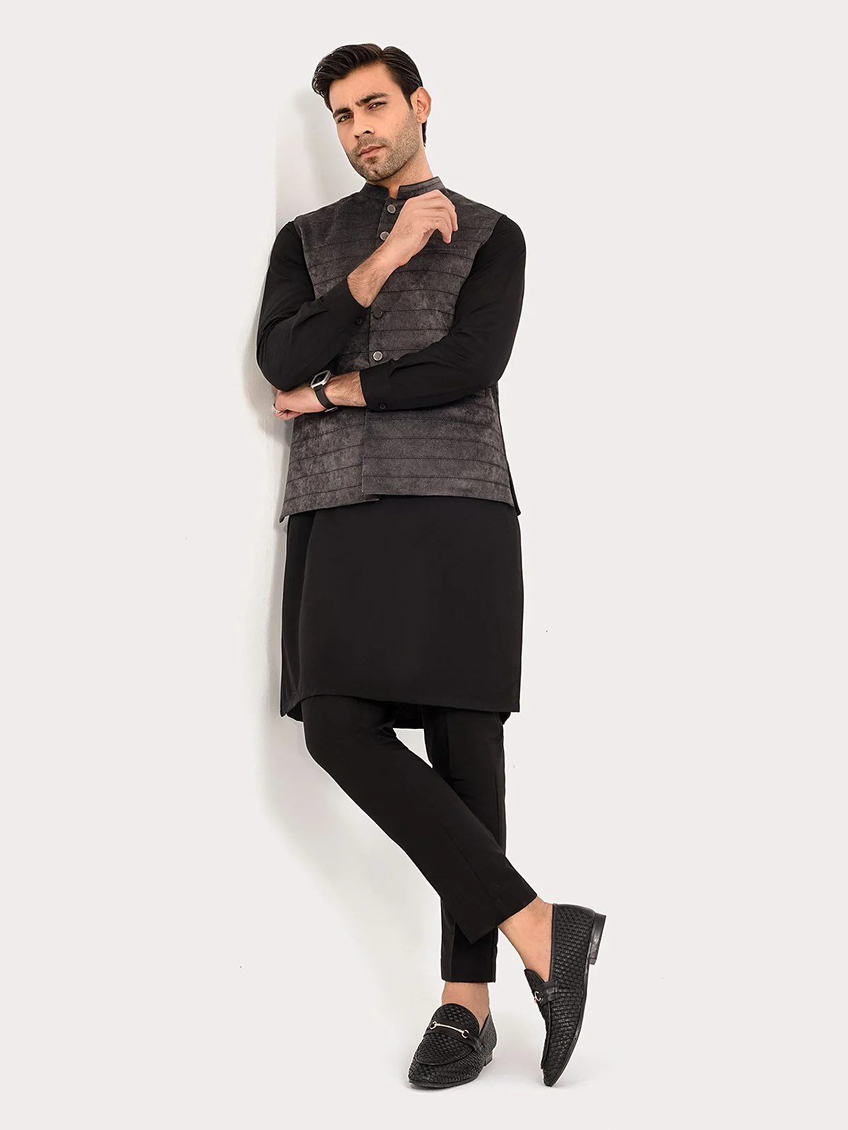 Men's Dark Grey Waist Coat - EMTWC23-35891 - Image 3