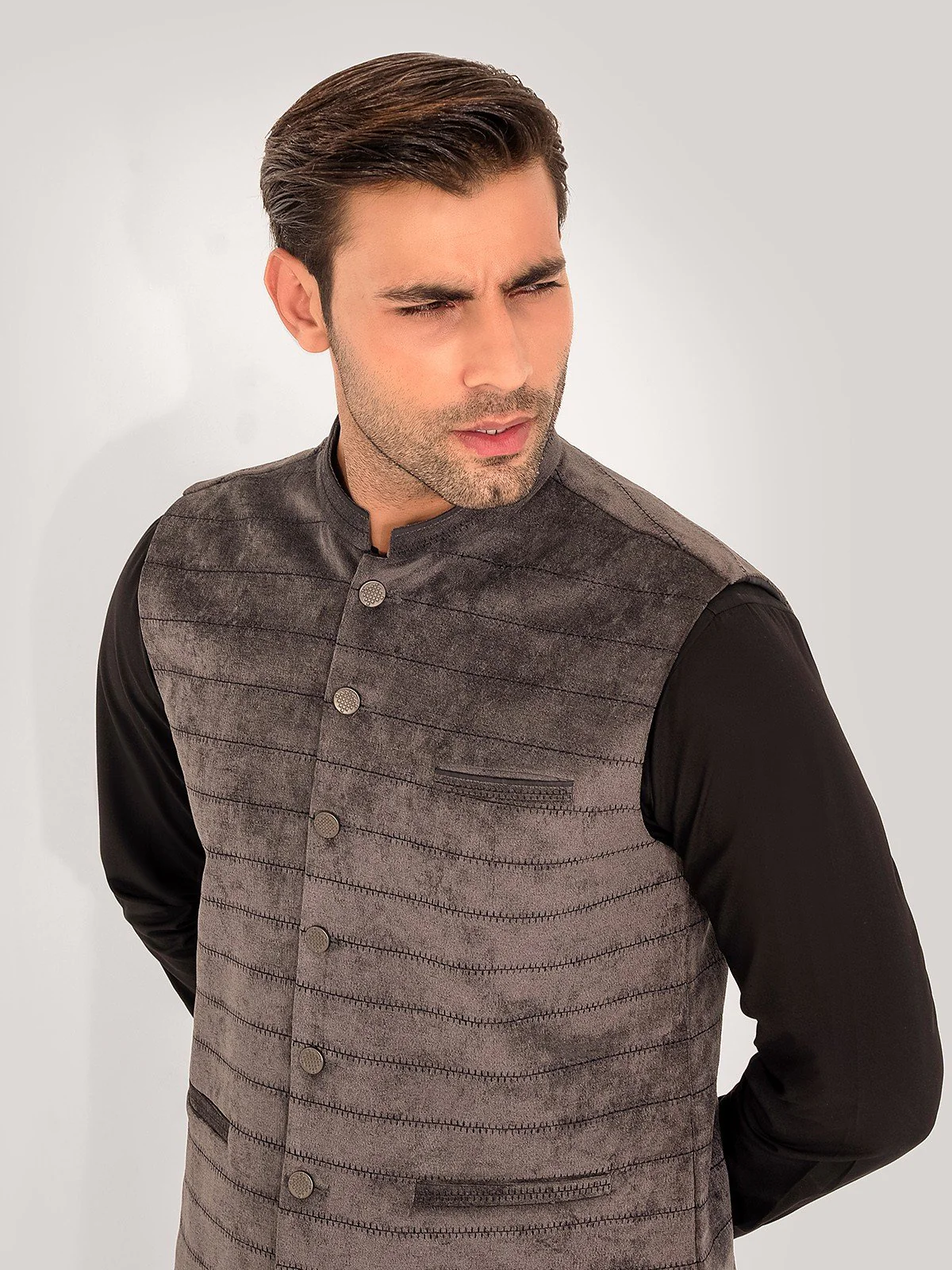Men's Dark Grey Waist Coat - EMTWC23-35891 - Image 4