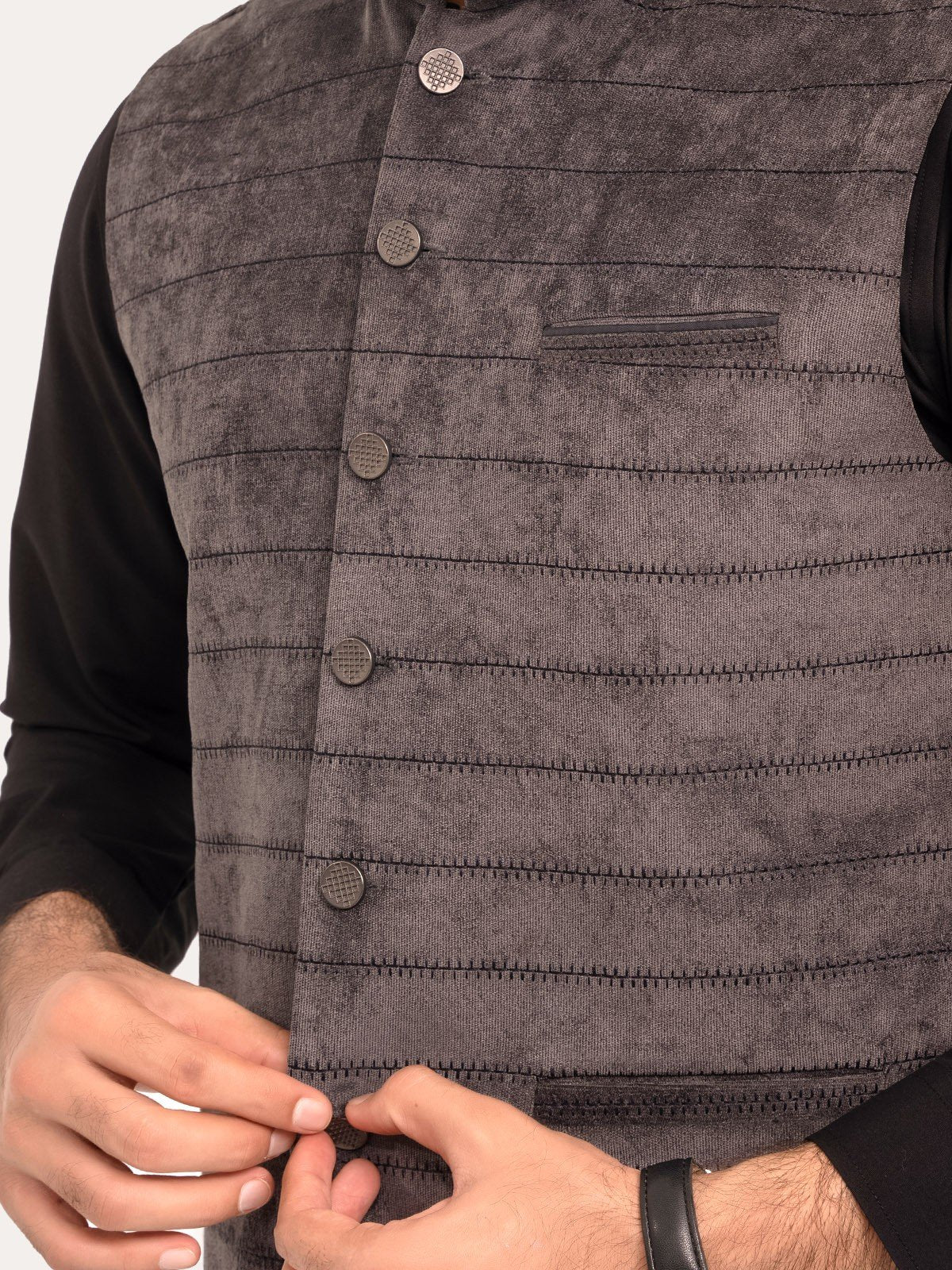 Men's Dark Grey Waist Coat - EMTWC23-35891 - Image 5
