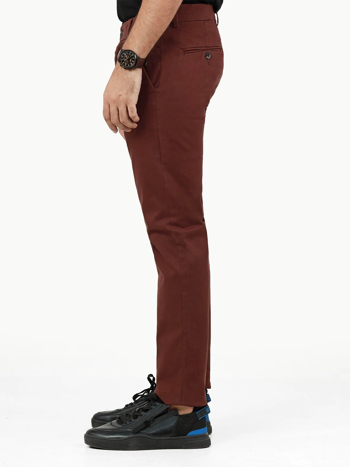 Men's Dark Maroon Chino Pant - EMBCP22-015 - Image 3