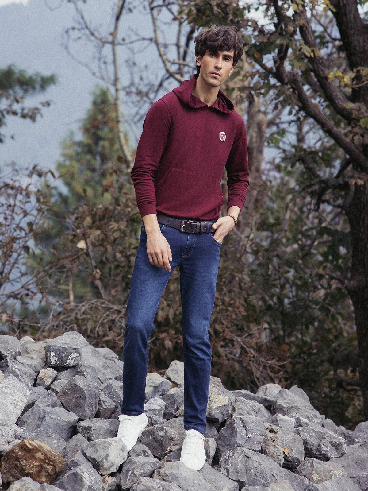 Men's Dark Maroon Hoodie - EMTH23-007 - Image 2