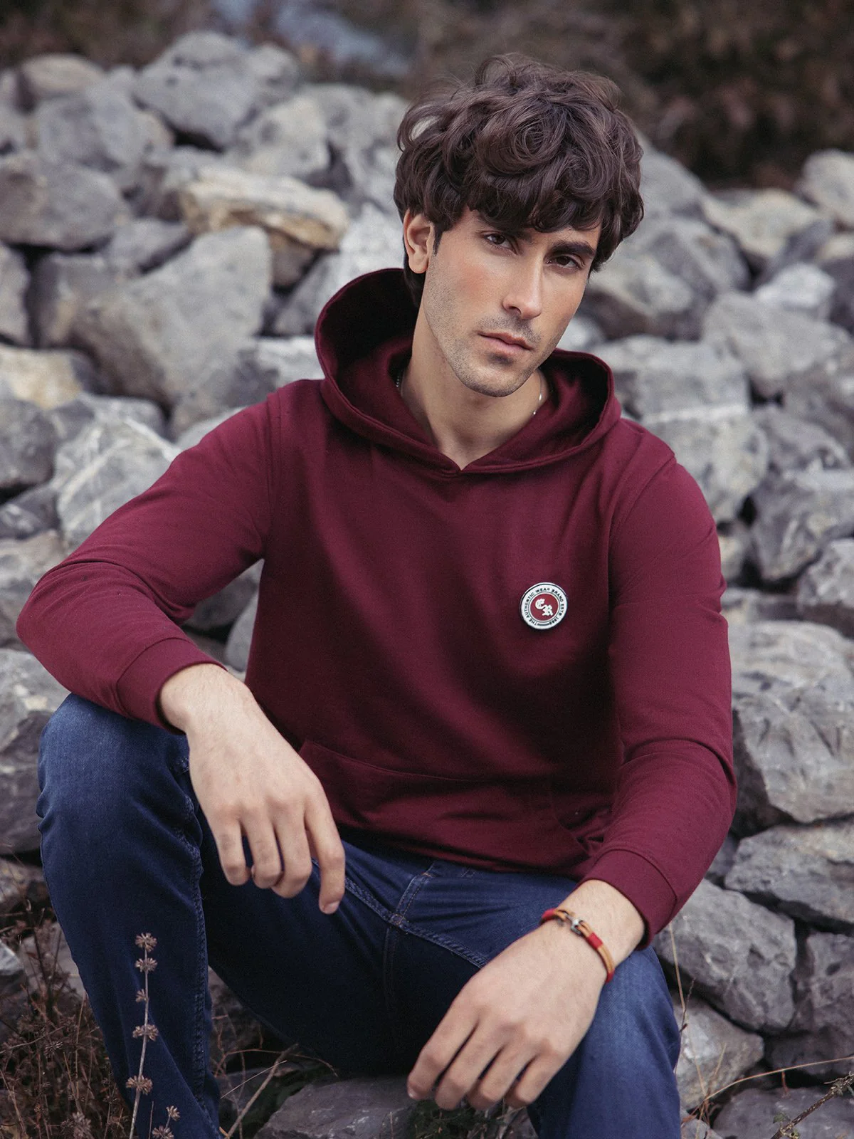 Men's Dark Maroon Hoodie - EMTH23-007 - Image 3