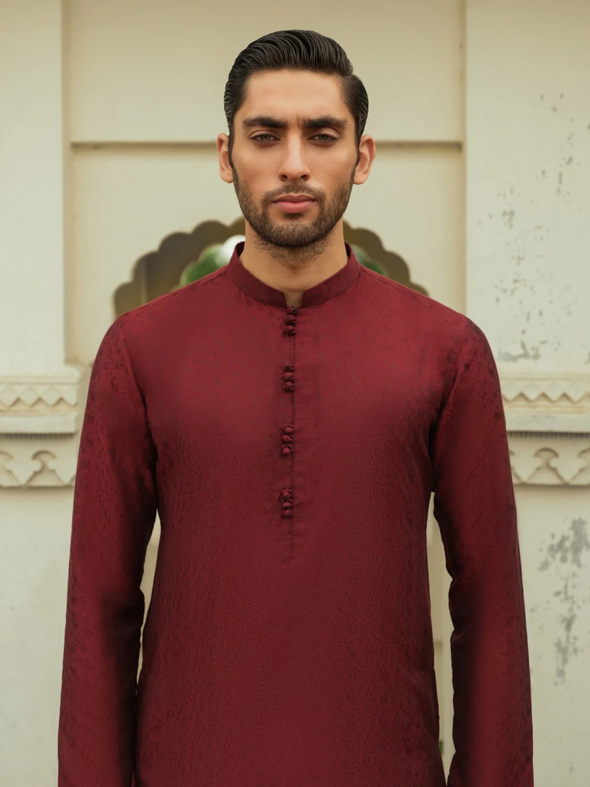 Men's Dark Maroon Kurta Ceremonial - EMTKC23-103 - Image 3