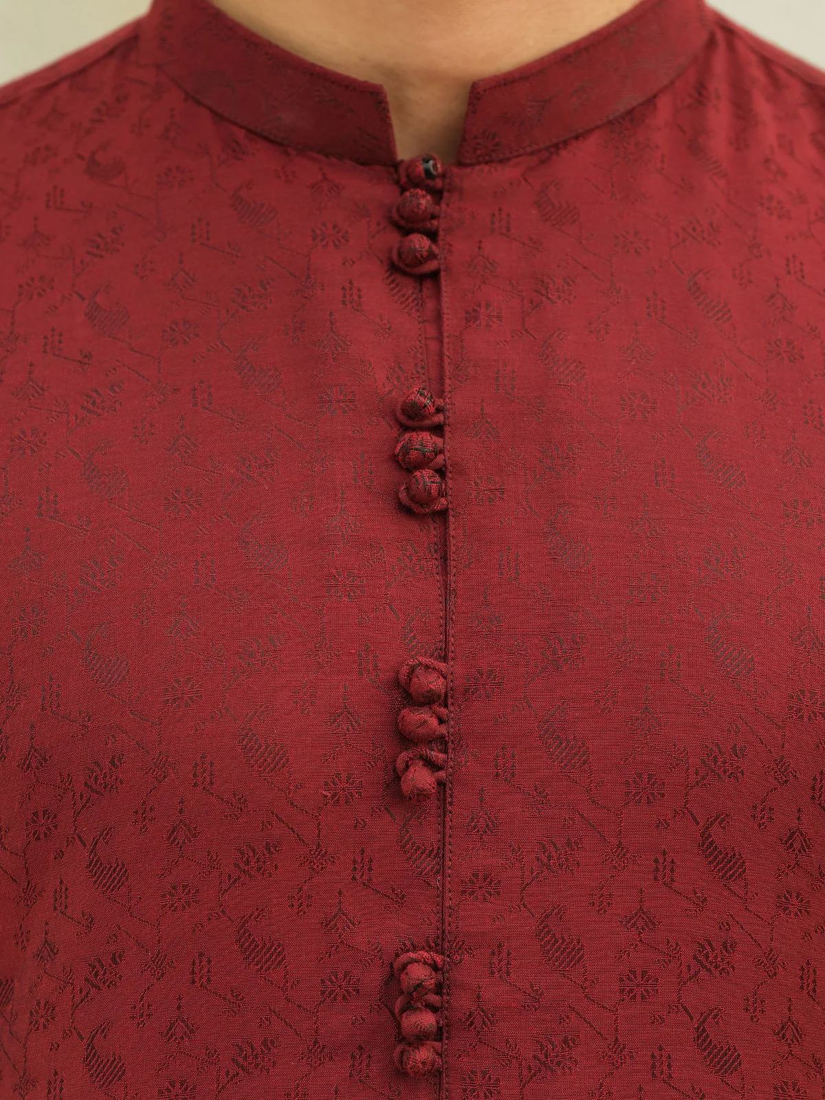Men's Dark Maroon Kurta Ceremonial - EMTKC23-103 - Image 4
