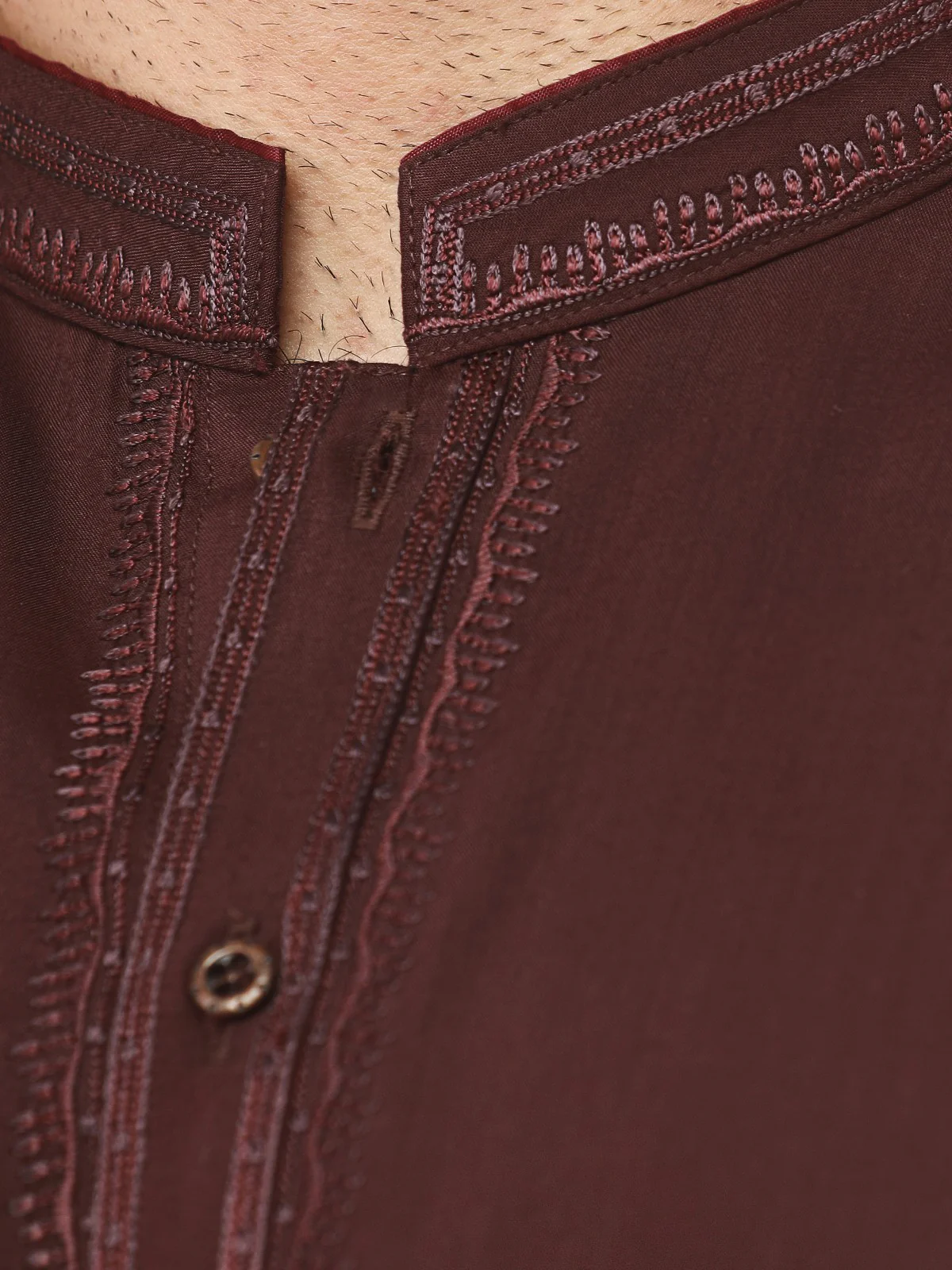 Men's Dark Maroon Shalwar Kameez - EMTKS22S-40964 - Image 4