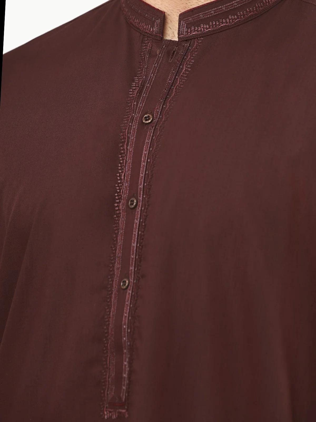 Men's Dark Maroon Shalwar Kameez - EMTKS22S-40964 - Image 5
