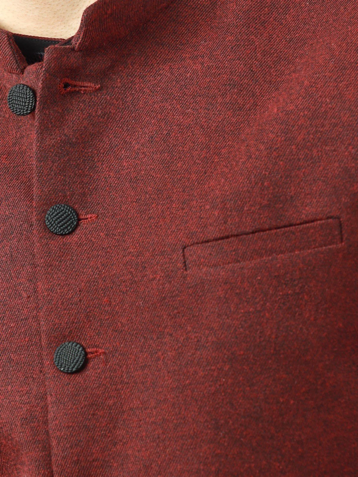Men's Dark Maroon Waist Coat - EMTWC22-35827 - Image 4
