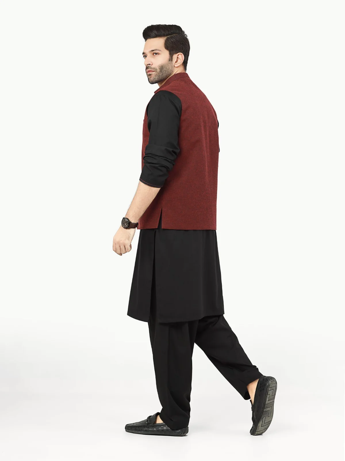 Men's Dark Maroon Waist Coat - EMTWC22-35827 - Image 5
