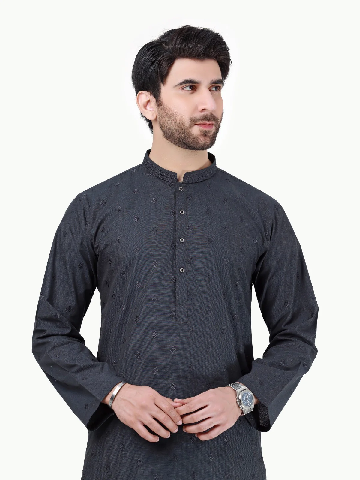 Men's Dark Navy Kurta Ceremonial - EMTKC22-066 - Image 2