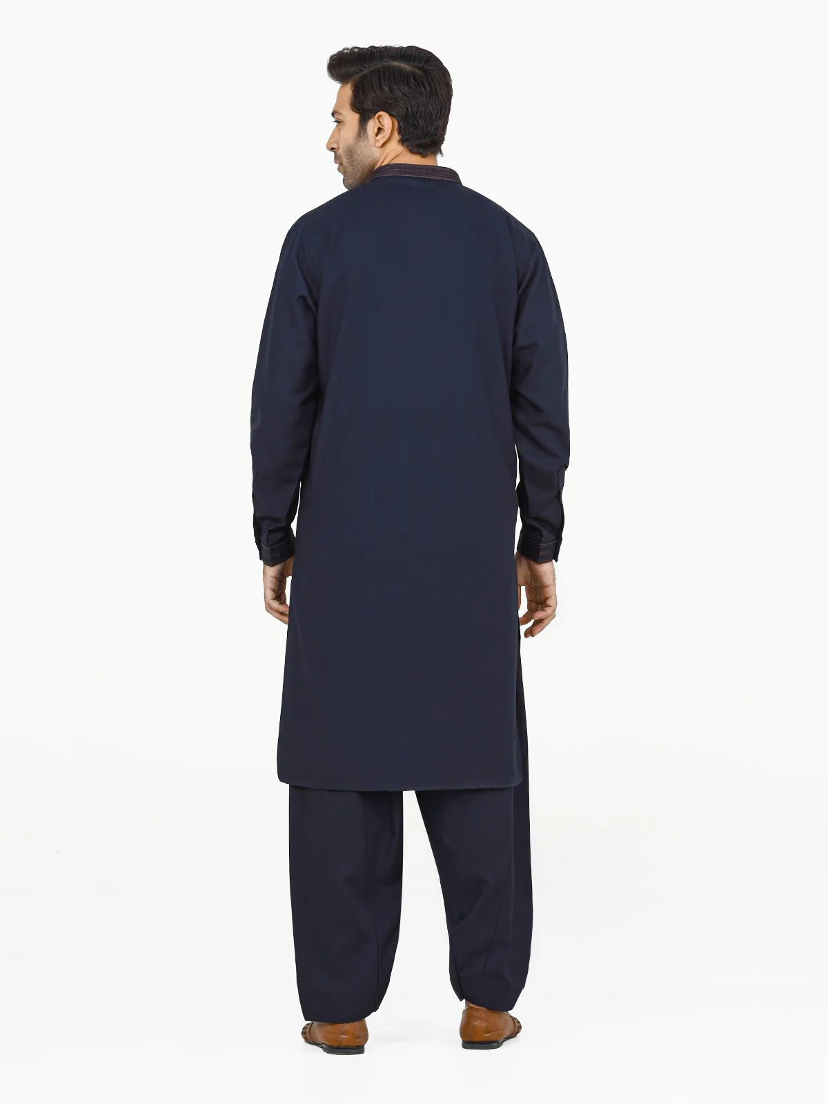 Men's Dark Navy Shalwar Kameez - EMTKS22S-40975 - Image 5