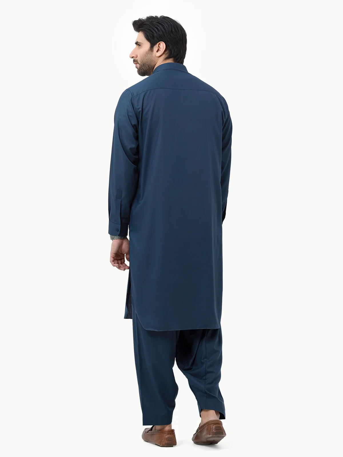 Men's Dark Navy Shalwar Kameez Plain - EMTKSP23-41001 - Image 5
