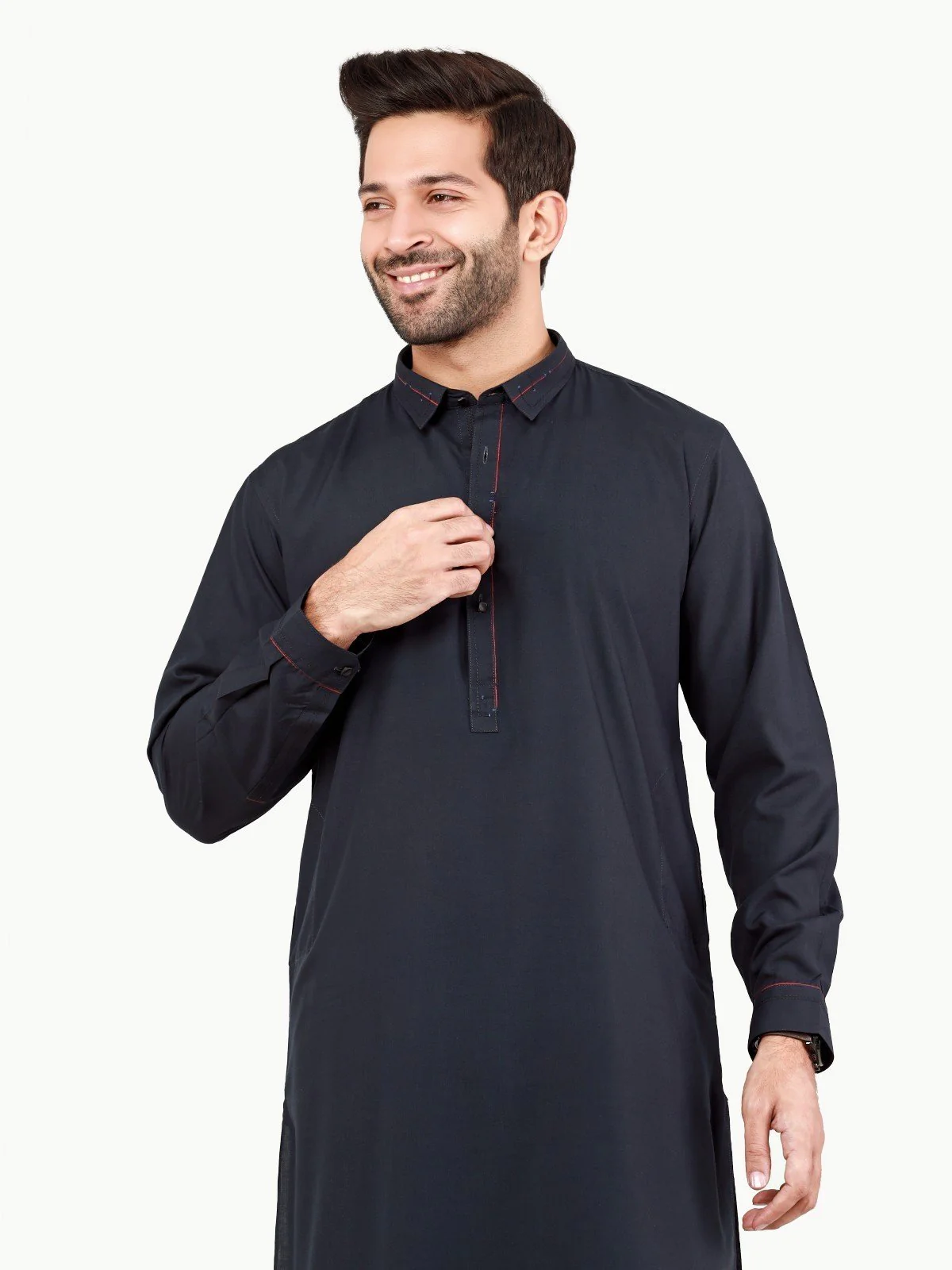Men's Dark Navy Shalwar Kameez - EMTSW22S-99231 - Image 2