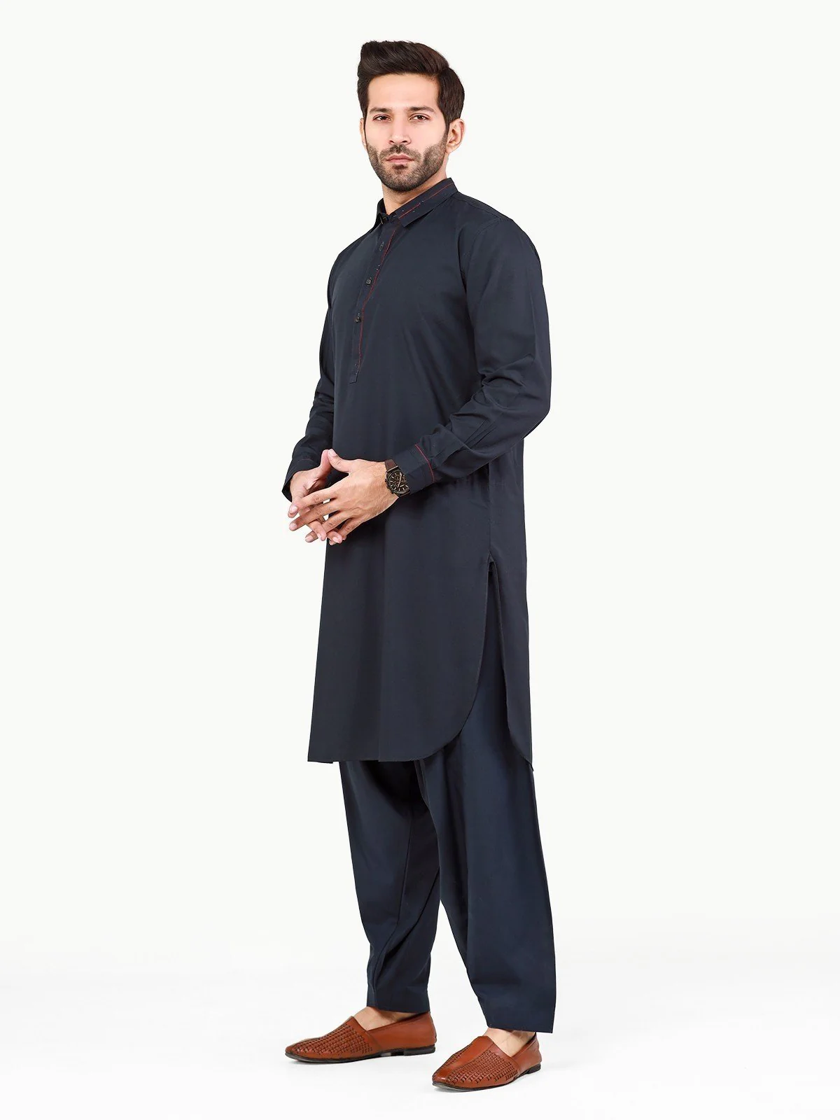 Men's Dark Navy Shalwar Kameez - EMTSW22S-99231 - Image 3