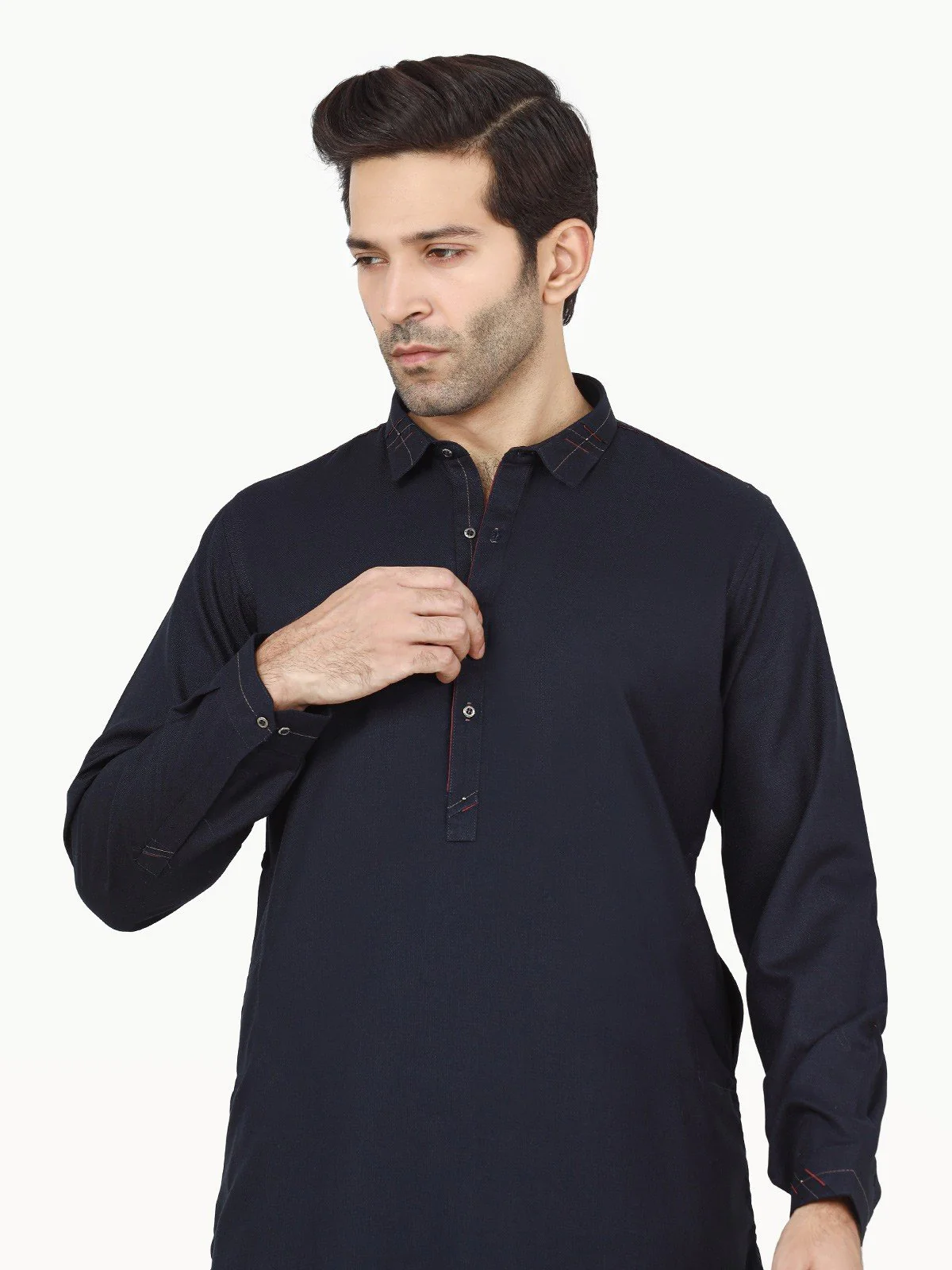 Men's Dark Navy Shalwar Kameez - EMTSW22S-99252 - Image 2