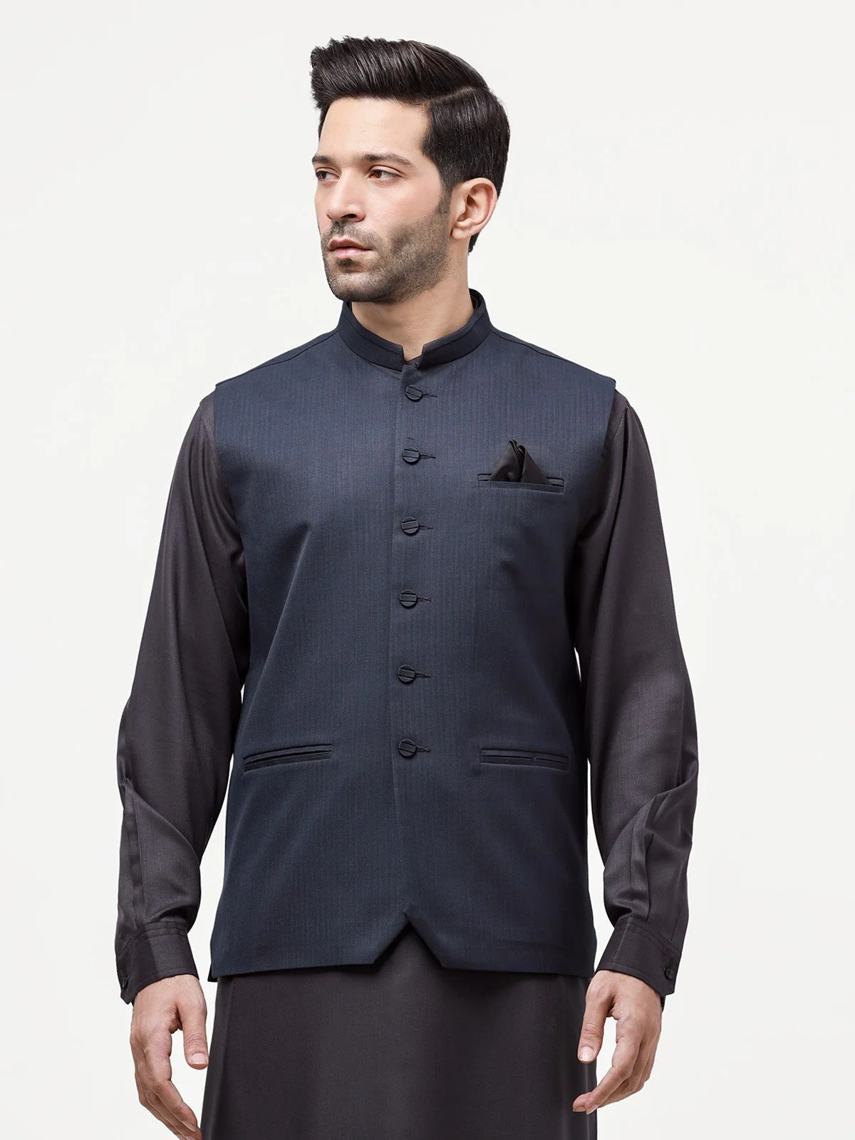 Men's Dark Navy Waist Coat - EMTWC23-35858 - Image 2